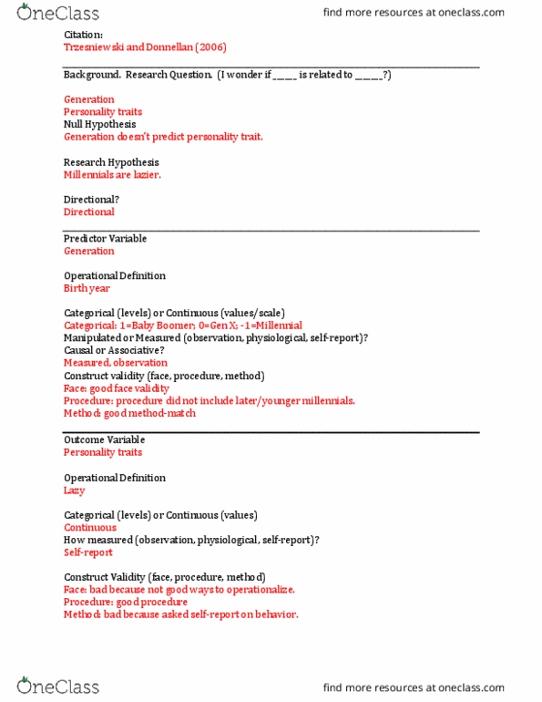 PSC 41 Lecture Notes - Lecture 10: Null Hypothesis, Face Validity, Operational Definition thumbnail