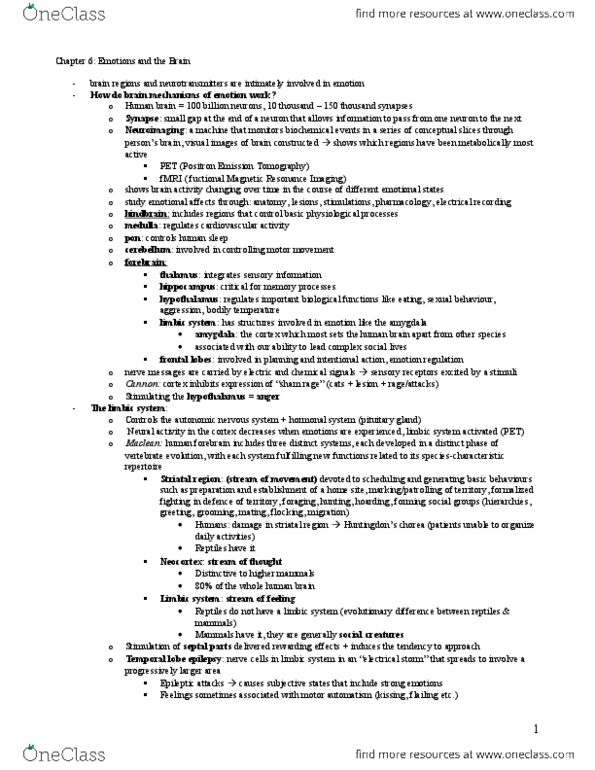 PSYC18H3 Chapter Notes - Chapter 5: Olfactory System, Choline, Arson thumbnail