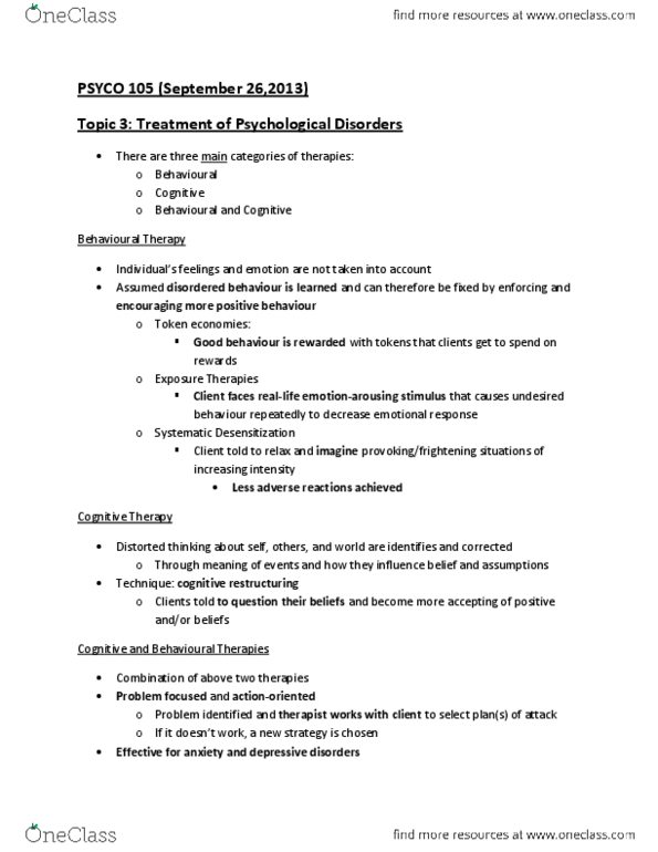 PSYCO105 Lecture Notes - Bipolar Disorder, Somnolence, Selective Serotonin Reuptake Inhibitor thumbnail