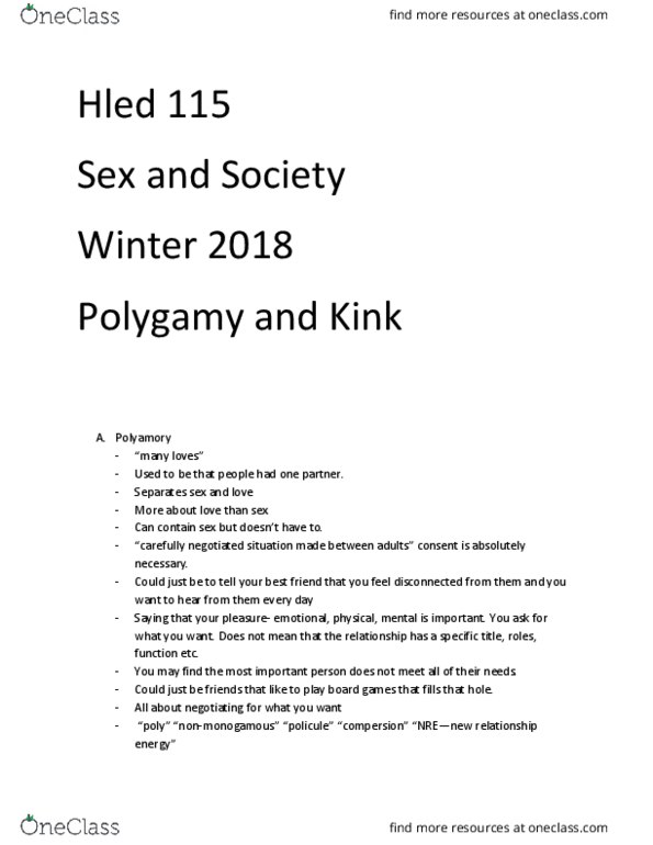 HLED 152 Lecture Notes - Lecture 15: Advocacy Group, Pornhub, Polyamory thumbnail