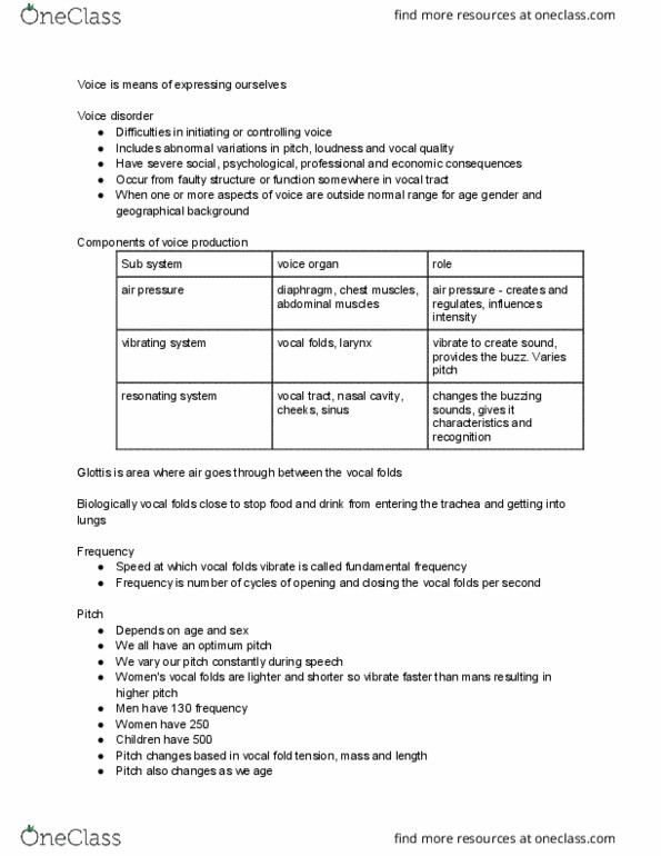 LING 1P93 Lecture Notes - Lecture 7: Vagus Nerve, Laryngectomy, Esophageal Speech thumbnail