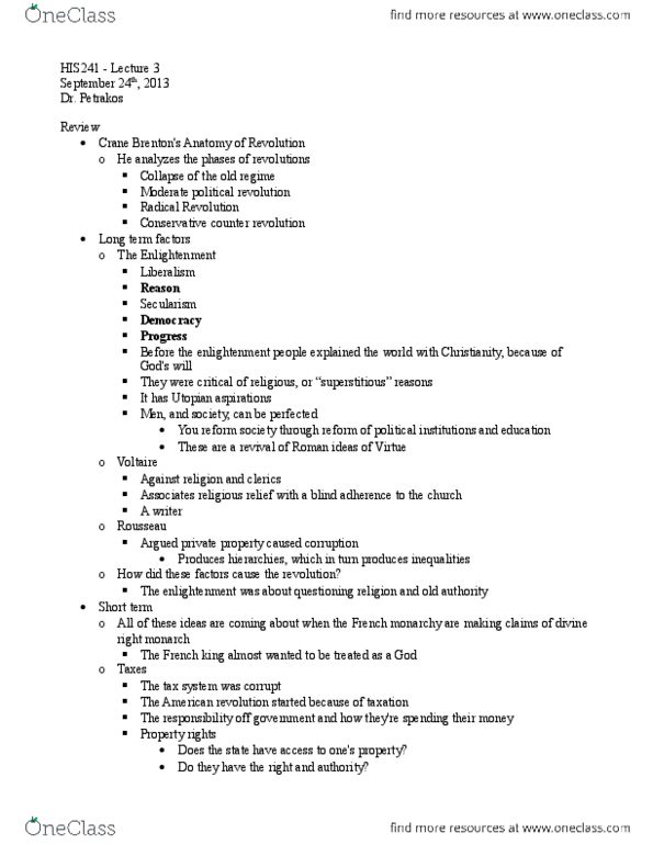 HIS241H5 Lecture Notes - Lecture 3: Toleration, Serfdom, Food Riot thumbnail