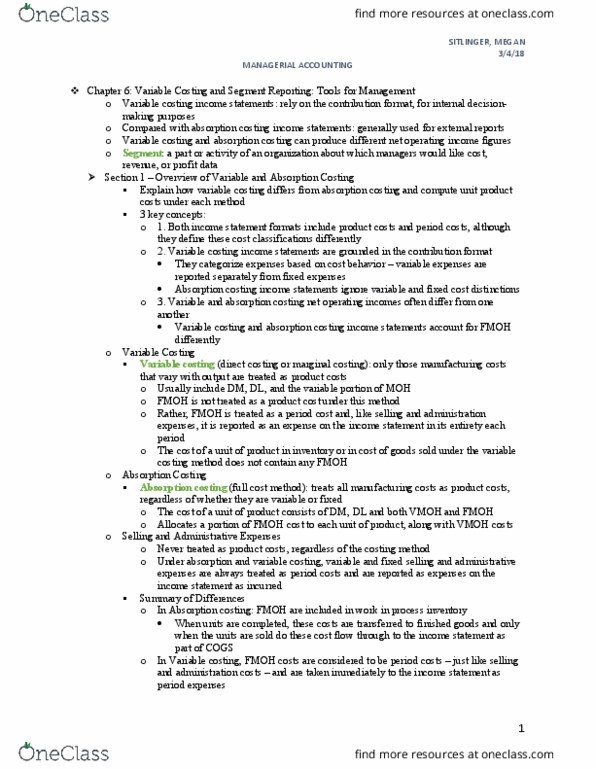 BUSACC 0040 Chapter Notes - Chapter 6: Kroger, Cost Driver, Generally Accepted Accounting Principles (United States) thumbnail