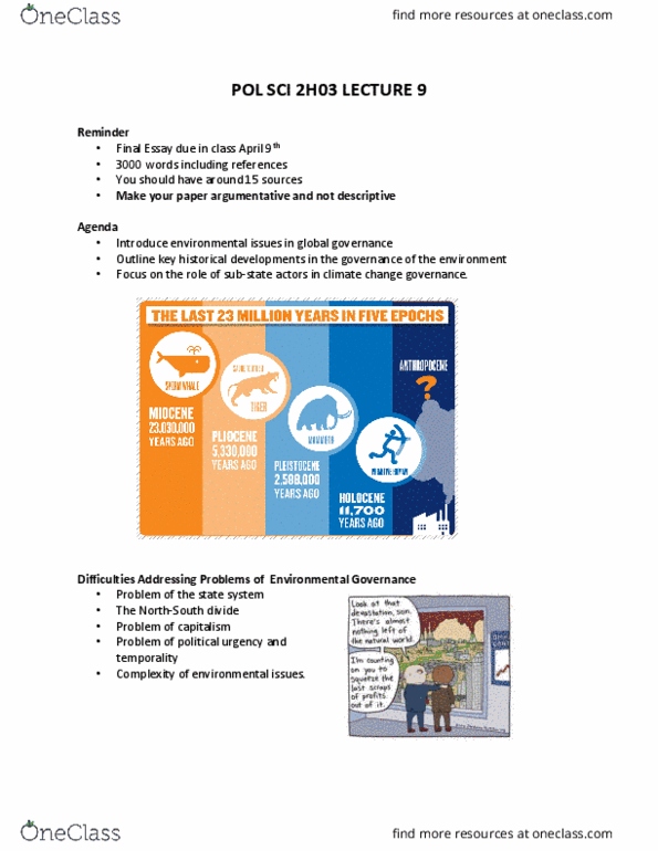 POLSCI 2H03 Lecture Notes - Lecture 9: Kyoto Protocol, Clean Development Mechanism, Intergenerational Equity thumbnail