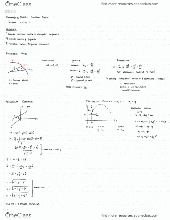 CEE 211 Lecture 36: Kinematics of Particles Curvilinear Motion thumbnail