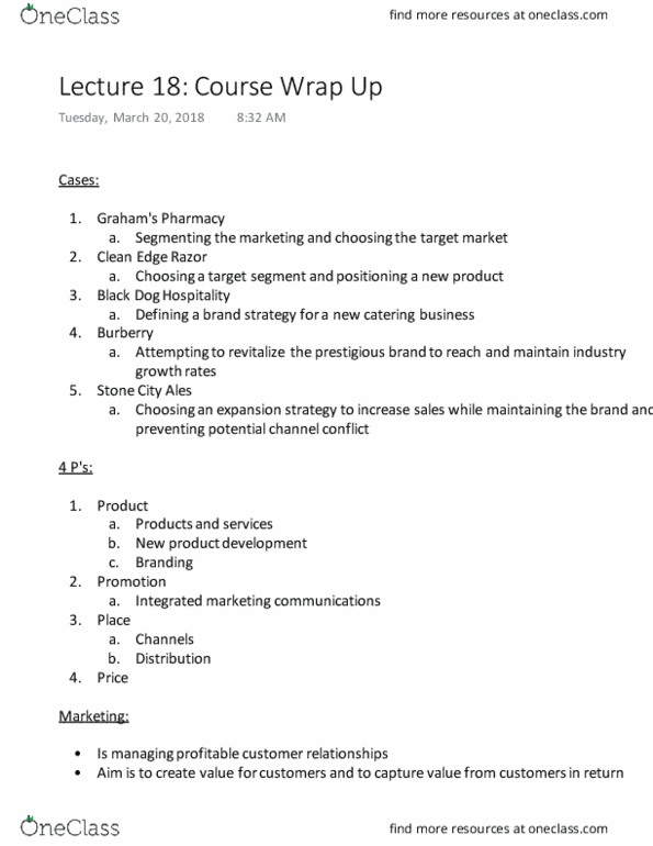 COMM 131 Lecture Notes - Lecture 18: Personal Selling, Price Skimming, Average Variable Cost thumbnail