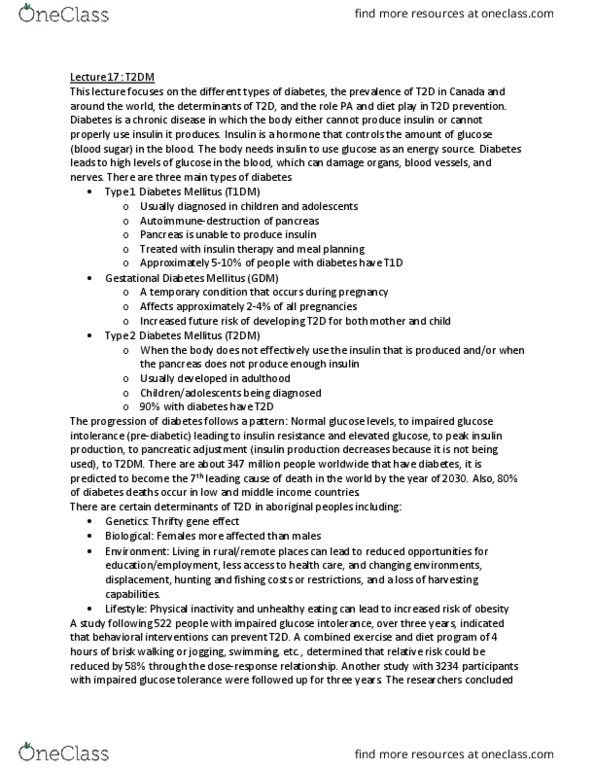 HE ED221 Lecture Notes - Lecture 17: Metformin, Gestational Diabetes, Impaired Glucose Tolerance thumbnail