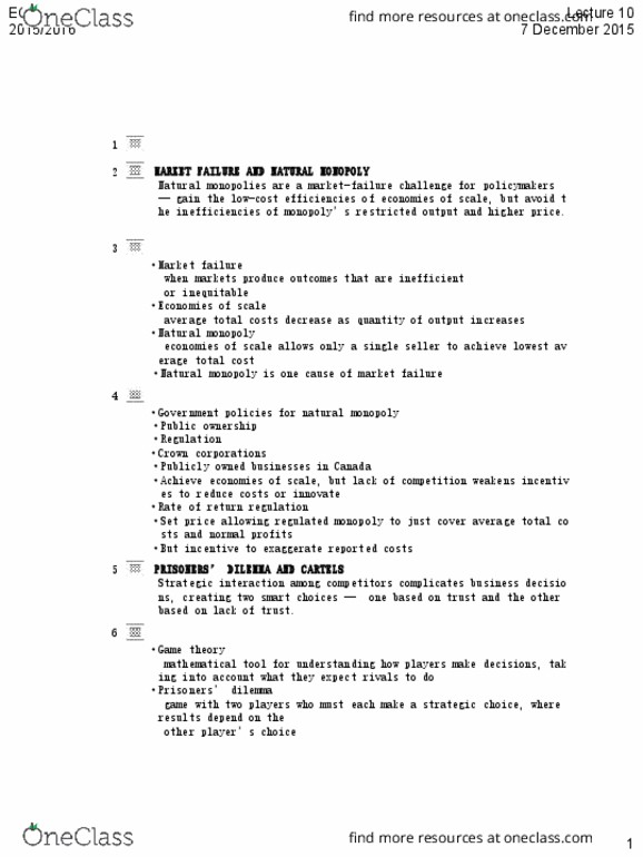 ECO105Y1 Lecture Notes - Lecture 10: Bid Rigging, Price Fixing, Caveat Emptor thumbnail