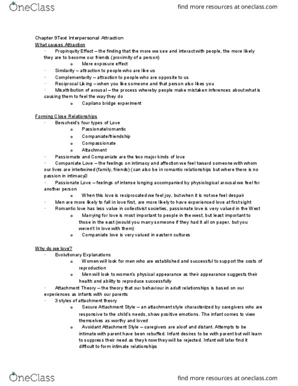 PSYC 345 Chapter Notes - Chapter 9: Model Theory, Attachment Theory, Negative Number thumbnail