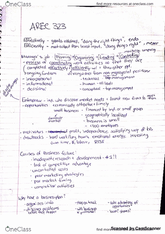 AREC323 Lecture 1: AREC 323 - summary notes thumbnail