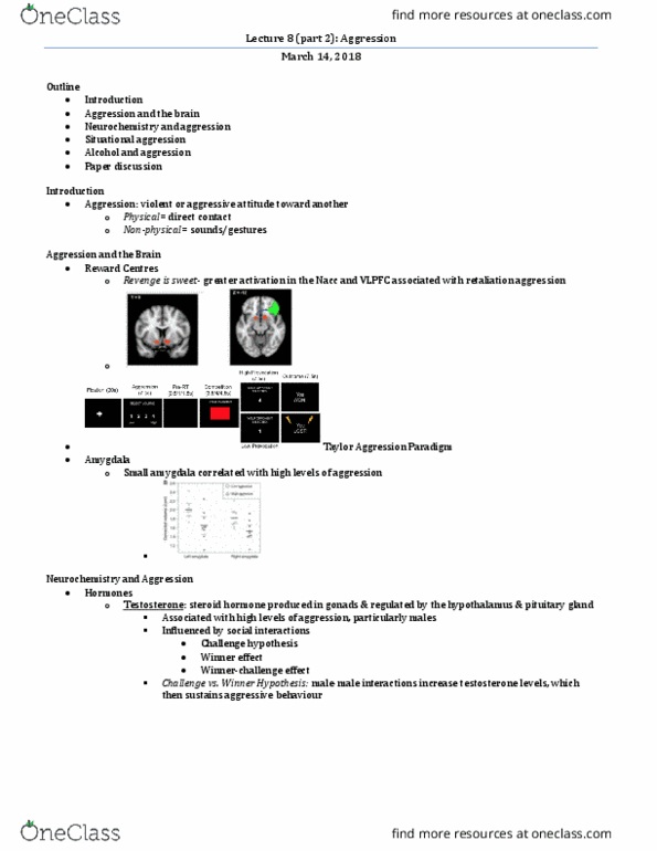 PSY352H5 Lecture Notes - Lecture 8: Impulsivity, Neurochemistry, Amygdala thumbnail