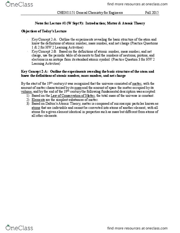 CHEM 1151 Lecture Notes - Lecture 1: Zirconium, Lanthanide, Actinide thumbnail