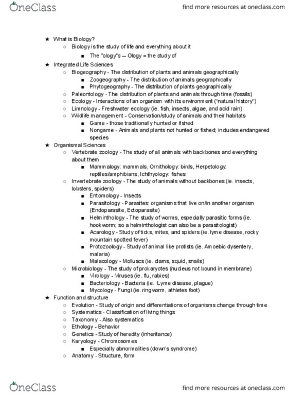 BIOL 1111 Lecture Notes - Lecture 1: Hematology, Archaea, Biostatistics thumbnail