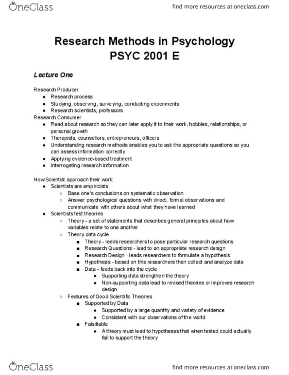 PSYC 2001 Lecture Notes - Lecture 11: Statistical Significance, Clinical Psychology, Unobservable thumbnail