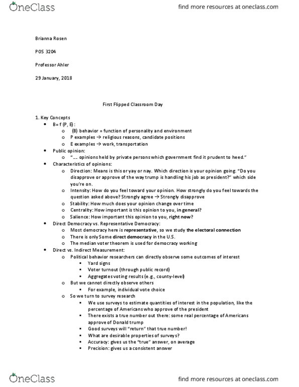 POS-3204 Chapter Notes - Chapter 1-4: Nonprobability Sampling, Univariate, Sampling Error thumbnail