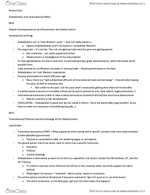 INTL 1101 Chapter Notes - Chapter 2: Complex Interdependence, Henry Kissinger, Mass Media thumbnail