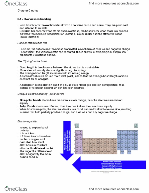 CHEM 1300 Chapter Notes - Chapter 6 : Molecular Geometry, Bond Order, Bipyramid thumbnail