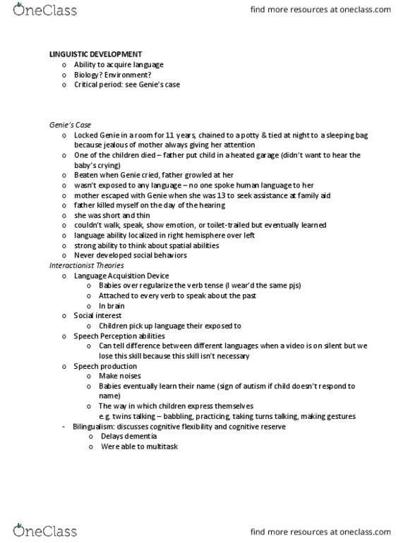 PSYC 1010 Lecture Notes - Lecture 6: 6 Years, Object Permanence, Longitudinal Study thumbnail