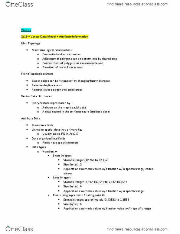 GEOG 379 Lecture Notes - Lecture 6: Data Definition Language, Query Language, Shapefile thumbnail