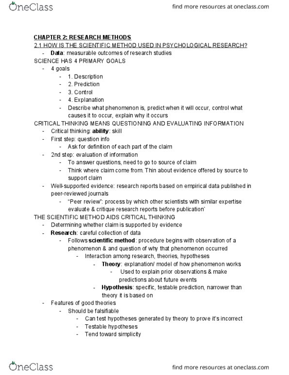 PSY BEH 11A Chapter Notes - Chapter 2: Central Tendency, Cognitive Development, Standard Deviation thumbnail