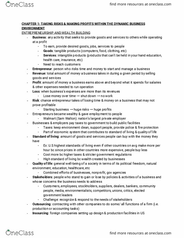 MGMT 1 Chapter Notes - Chapter 1: Social Environment, Uniform Commercial Code, Nonprofit Organization thumbnail