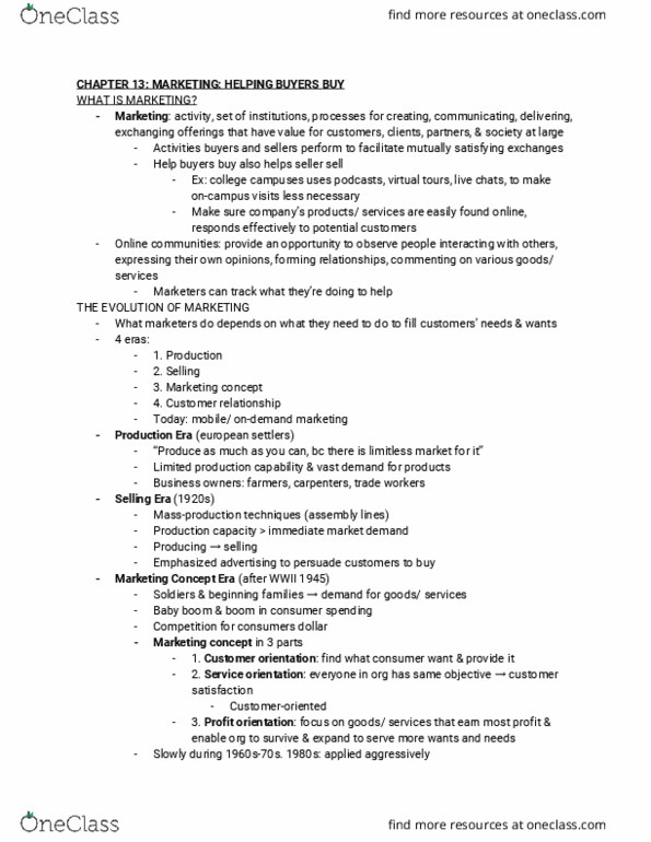 MGMT 1 Chapter Notes - Chapter 13: Test Market, Mass Marketing, Consumer Behaviour thumbnail