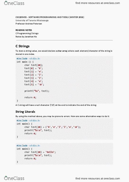 CSC209H5 Chapter Notes - Chapter 4: A.Out, Substring, Gnu Compiler Collection thumbnail