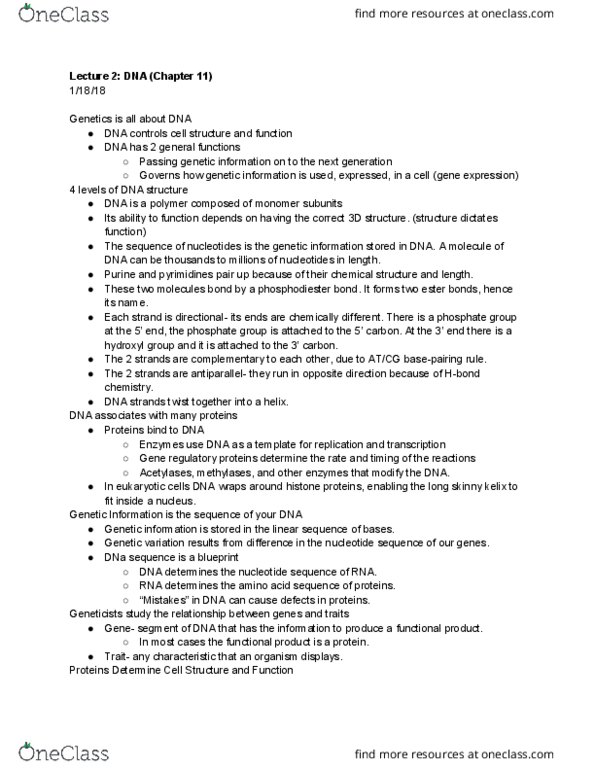 BIO 326 Lecture Notes - Lecture 2: Immunogenetics, Sex Linkage, Gene Mapping thumbnail