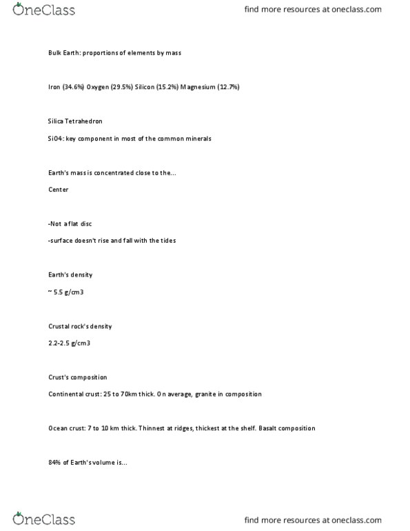 ESC 1000 Lecture Notes - Lecture 1: Mesozoic, Supercontinent, Lithosphere thumbnail