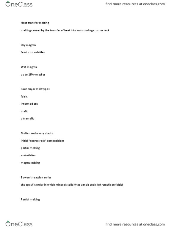 ESC 1000 Lecture Notes - Lecture 6: Phanerite, Porphyritic, Clastic Rock thumbnail