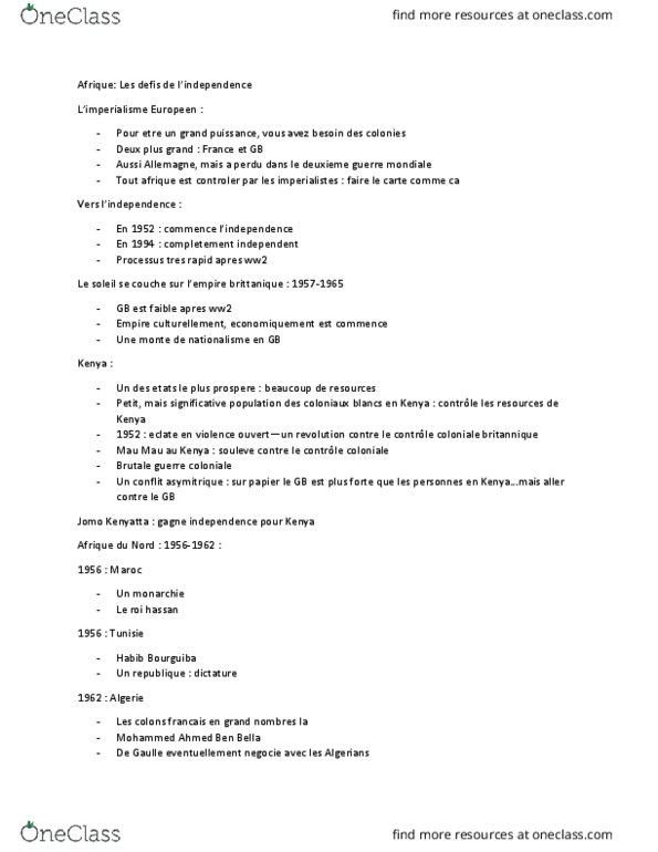 HIS 1511 Lecture Notes - Lecture 17: Unita, Jonas Savimbi, Samora Machel thumbnail