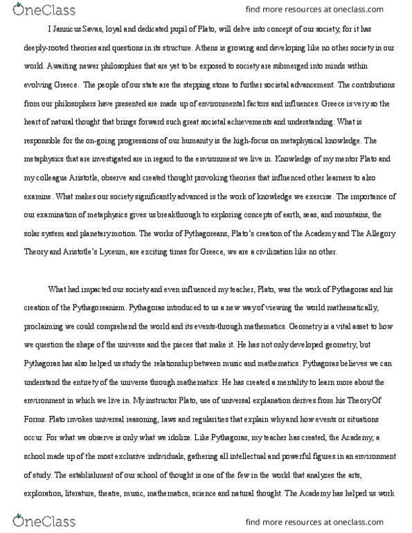 SOSC 1000 Lecture Notes - Lecture 4: Francis Macdonald, F. M. Cornford, Pythagoreanism thumbnail