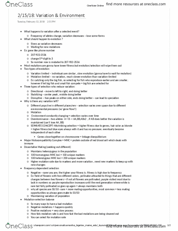 BIO 465 Lecture Notes - Lecture 6: Frequency-Dependent Selection, Unique-Event Polymorphism, Linkage Disequilibrium thumbnail