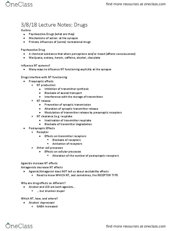 PSYCH 202 Lecture Notes - Lecture 42: Psilocybin, Stimulant, Basal Ganglia thumbnail