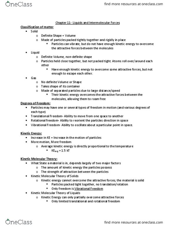 CHM 2046 Chapter Notes - Chapter 11: Chemical Polarity, Monoclinic Crystal System, Fluorine thumbnail