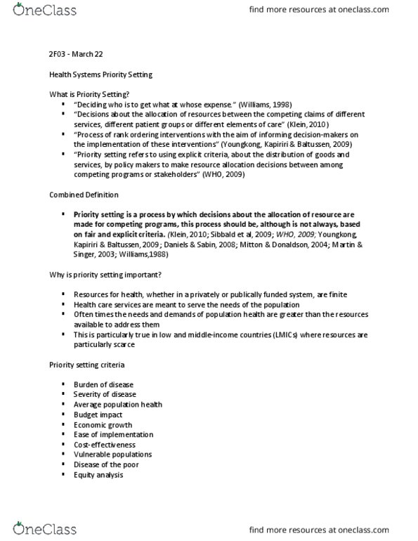 HLTHAGE 2F03 Lecture Notes - Lecture 17: Opportunity Cost, World Health Report, Marginalism thumbnail