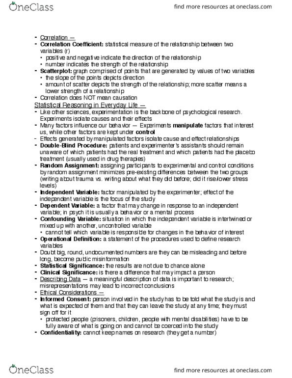 PSYC 2010 Lecture Notes - Lecture 3: Action Potential, Myelin, Random Assignment thumbnail