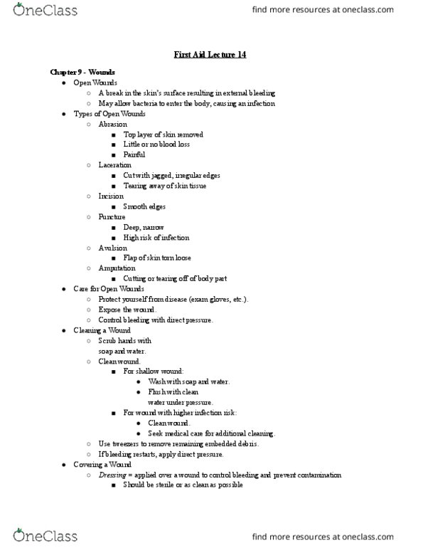 HLTH 216 Lecture Notes - Lecture 14: Tetanus Vaccine, Tetanus, Wound thumbnail