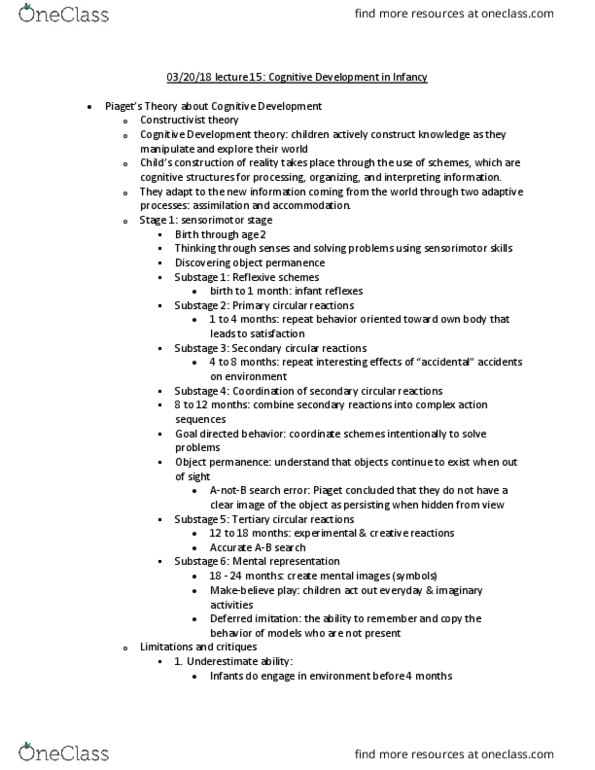 ED PSYCH 320 Lecture Notes - Lecture 15: Mirror Neuron, Discovery Learning, Andrew N. Meltzoff thumbnail