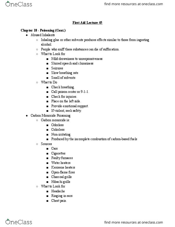 HLTH 216 Lecture Notes - Lecture 45: Sodium Bicarbonate, Recovery Position, Benadryl thumbnail