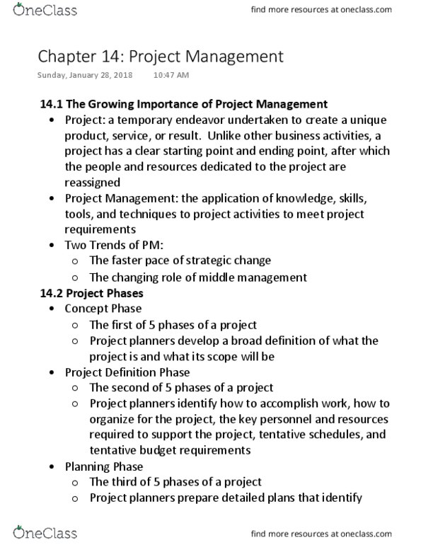 SCM 301 Chapter Notes - Chapter 14: Critical Path Method, Project Manager thumbnail