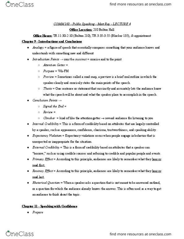 COMM 203 Lecture Notes - Lecture 4: Systematic Desensitization, Communication Apprehension thumbnail