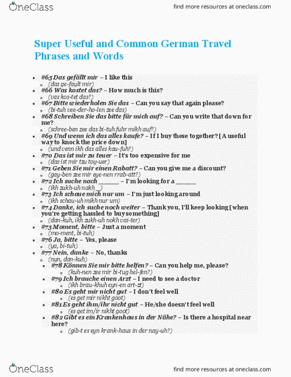 GER 2000 Lecture 18: Super Useful and Common German Travel Phrases and Words 8 thumbnail
