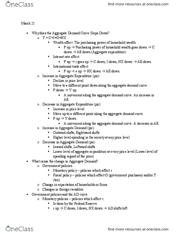 CAS EC 102 Lecture Notes - Lecture 15: Aggregate Demand, Fiscal Policy, Monetary Policy thumbnail