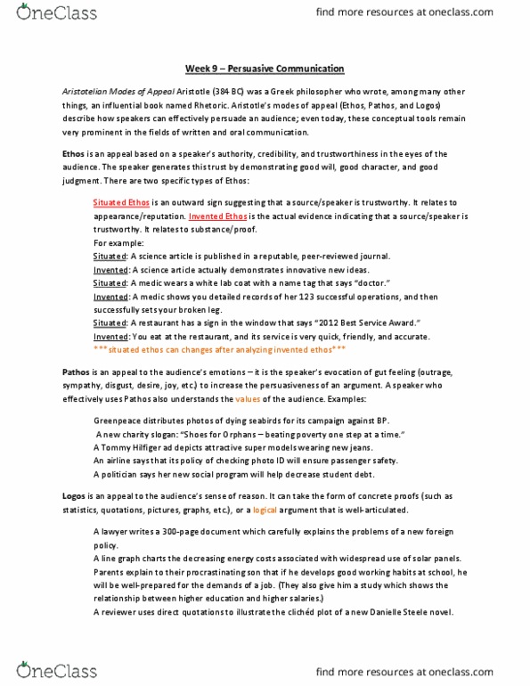 Writing 1030F Lecture Notes - Lecture 9: Eye Contact, Seal Hunting, Time Management thumbnail