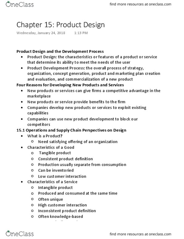 SCM 301 Chapter Notes - Chapter 15: Repeatability, Maintainability, Testability thumbnail