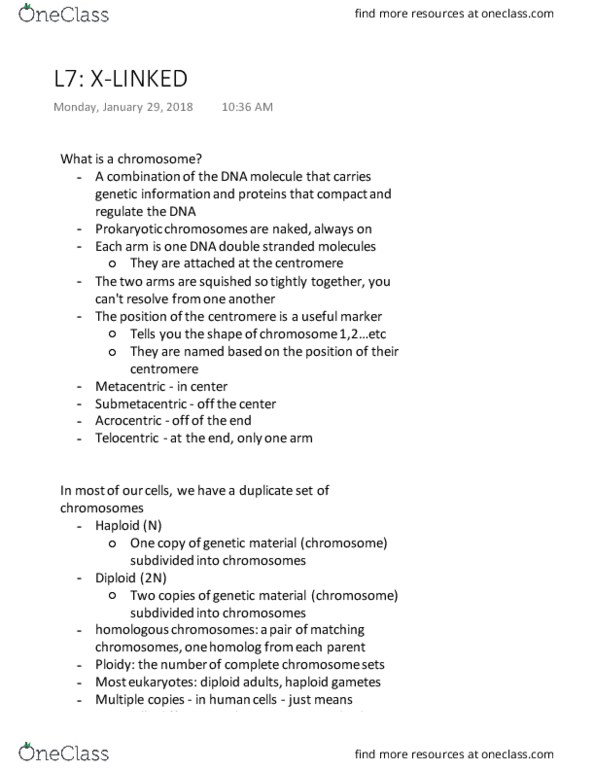 LIFESCI 2G03 Lecture Notes - Lecture 7: Coagulation, Factor Ix, Meiosis thumbnail