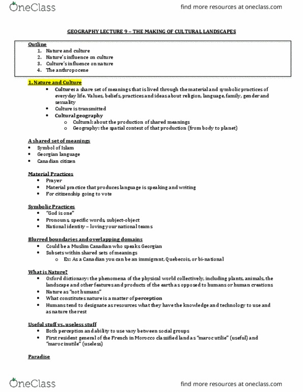 GEOG 210 Lecture Notes - Lecture 9: Polder, Cultural Ecology, Anthropogenic Biome thumbnail