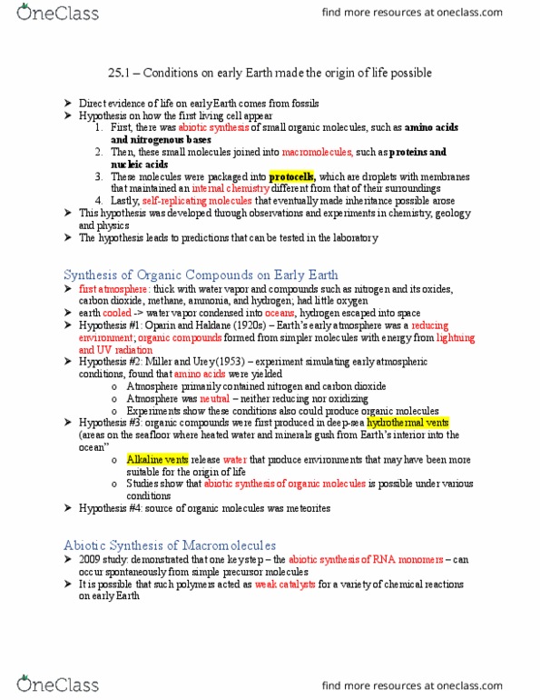 BIOL 1911 Chapter Notes - Chapter 25: Natural Selection, Montmorillonite, Dna Replication thumbnail