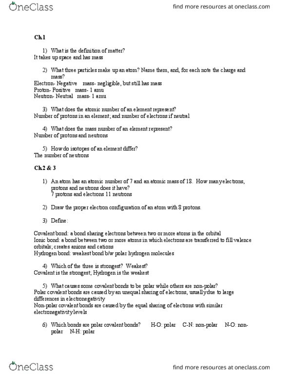 BIOL 101 Lecture Notes - Lecture 4: Triglyceride, Atom, Disulfide thumbnail